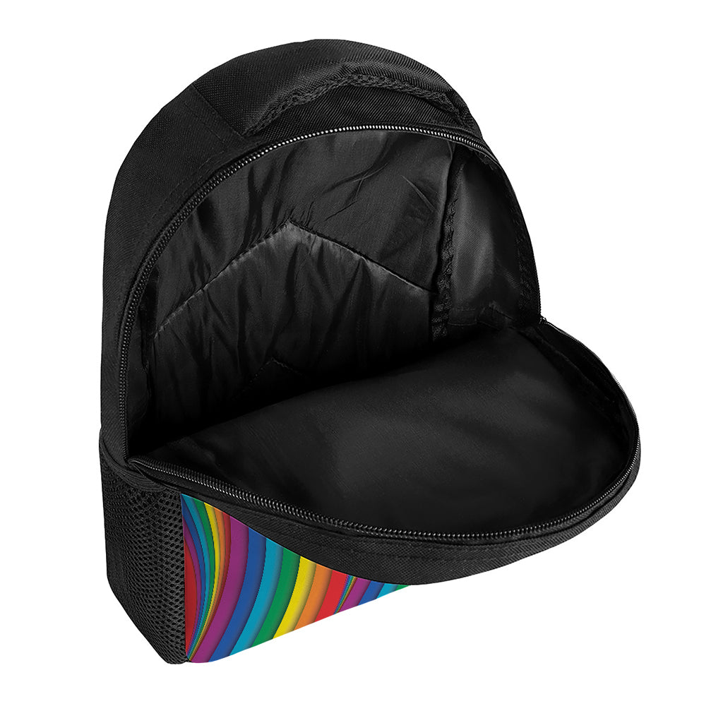 Curved Rainbow Pattern Print Casual Backpack