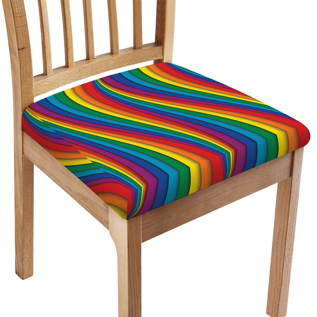 Curved Rainbow Pattern Print Chair Cushion Cover