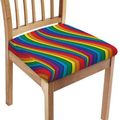 Curved Rainbow Pattern Print Chair Cushion Cover