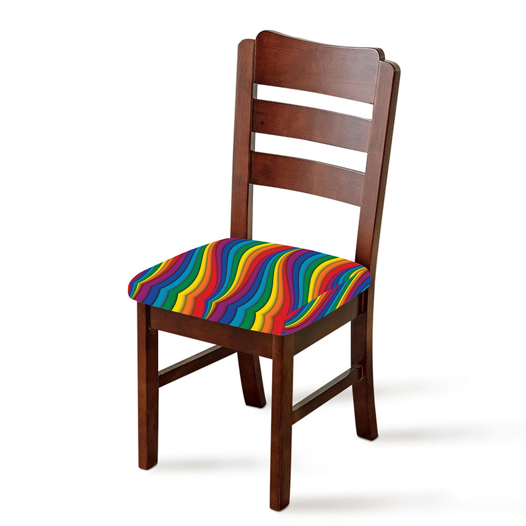 Curved Rainbow Pattern Print Chair Cushion Cover