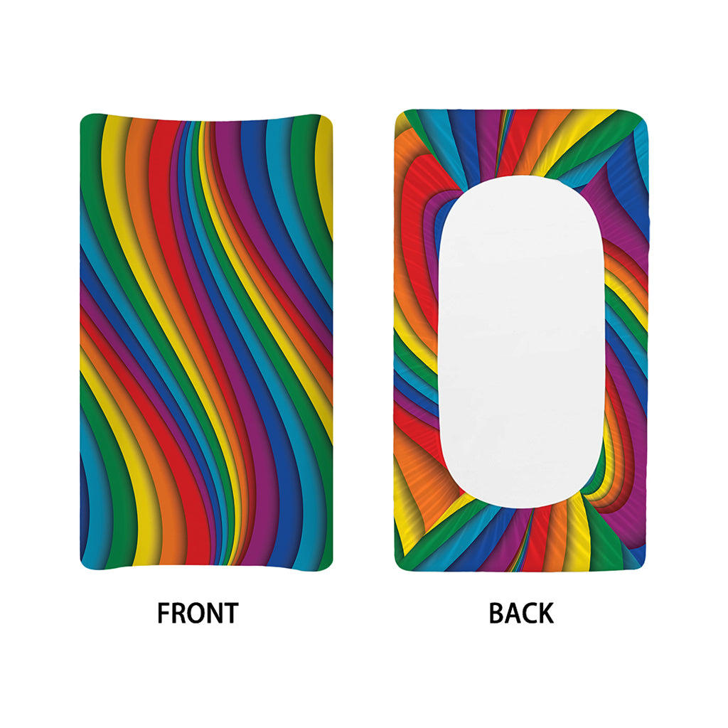Curved Rainbow Pattern Print Changing Pad Cover