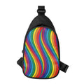 Curved Rainbow Pattern Print Sling Bag