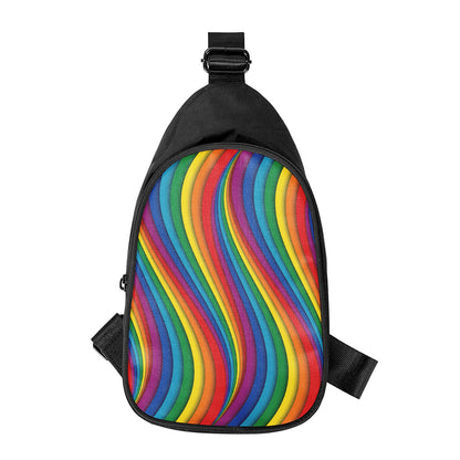Curved Rainbow Pattern Print Chest Bag