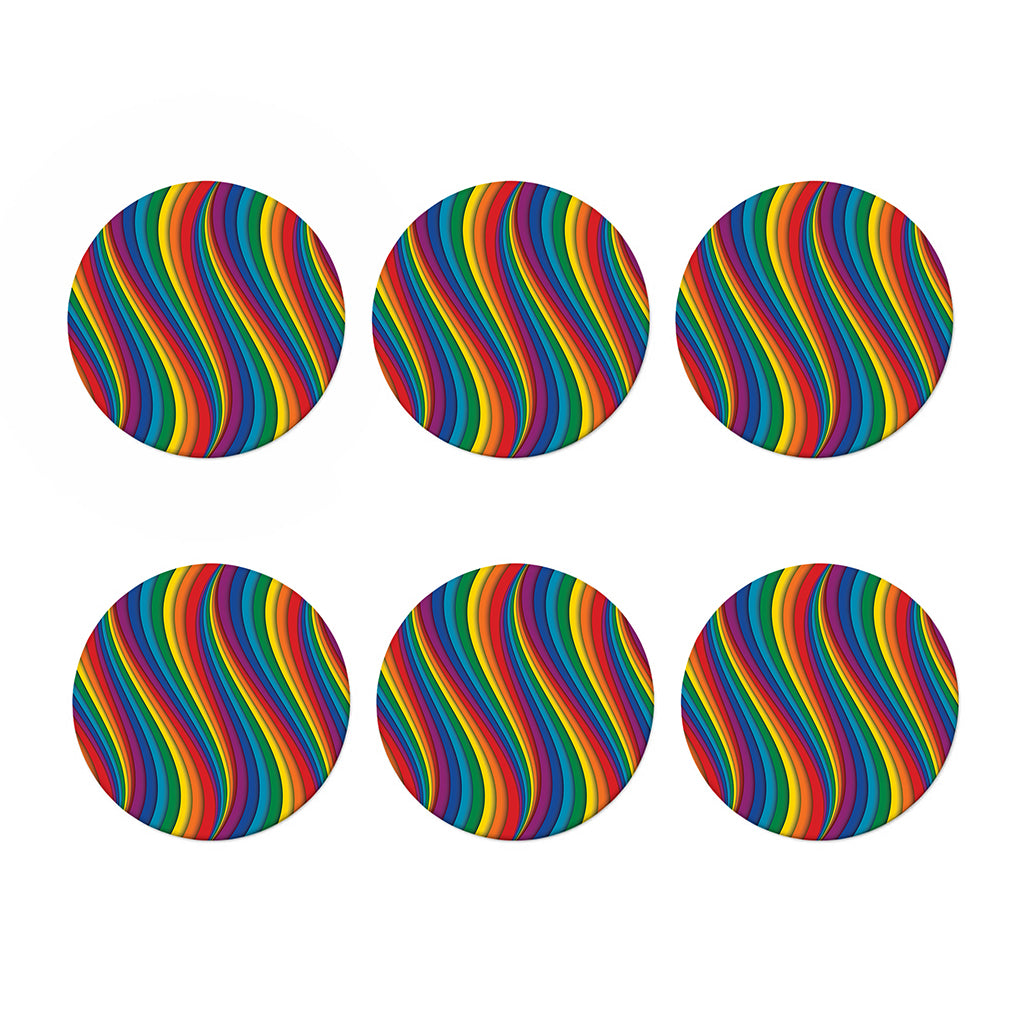 Curved Rainbow Pattern Print Coaster Set