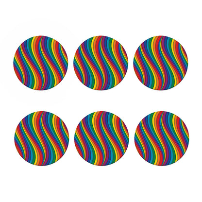 Curved Rainbow Pattern Print Coaster Set