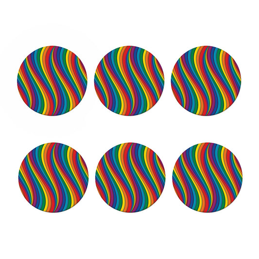 Curved Rainbow Pattern Print Coaster Set