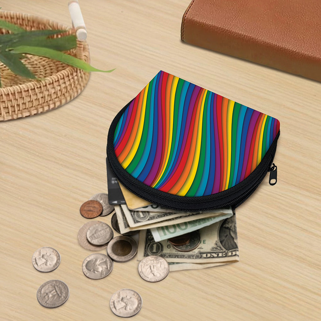Curved Rainbow Pattern Print Coin Purse