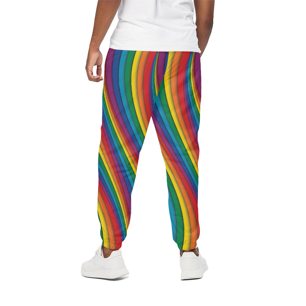 Curved Rainbow Pattern Print Cotton Pants