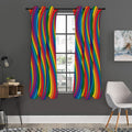 Curved Rainbow Pattern Print Grommet Curtain Panels