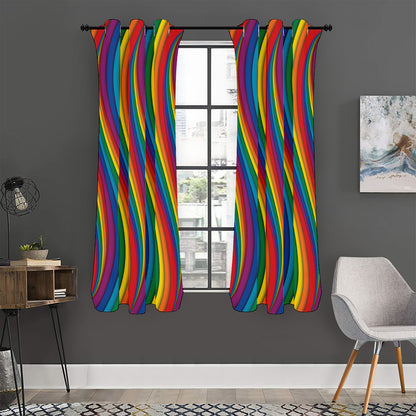 Curved Rainbow Pattern Print Curtain