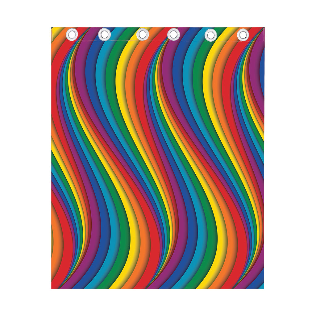 Curved Rainbow Pattern Print Curtain