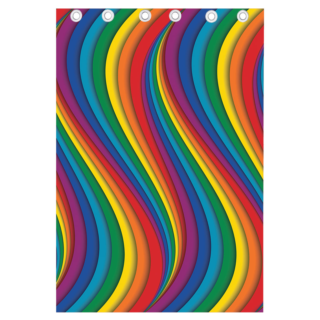 Curved Rainbow Pattern Print Curtain