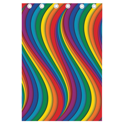 Curved Rainbow Pattern Print Curtain