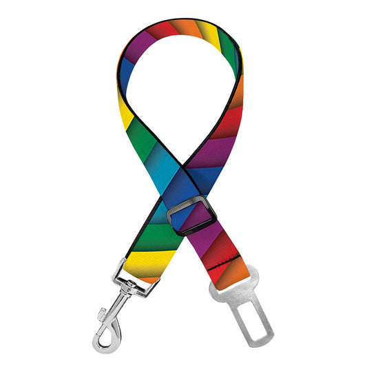 Curved Rainbow Pattern Print Dog Seat Belt