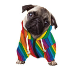 Curved Rainbow Pattern Print Dog Zip Up Hoodie