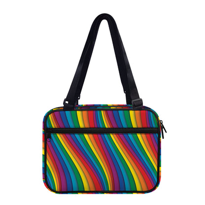 Curved Rainbow Pattern Print Double Strap Bible Bag