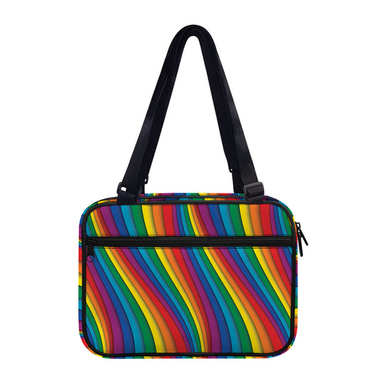 Curved Rainbow Pattern Print Double Strap Bible Bag