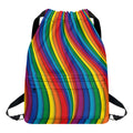 Curved Rainbow Pattern Print Drawstring Backpack