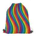 Curved Rainbow Pattern Print Drawstring Bag