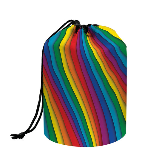 Curved Rainbow Pattern Print Drawstring Makeup Bag