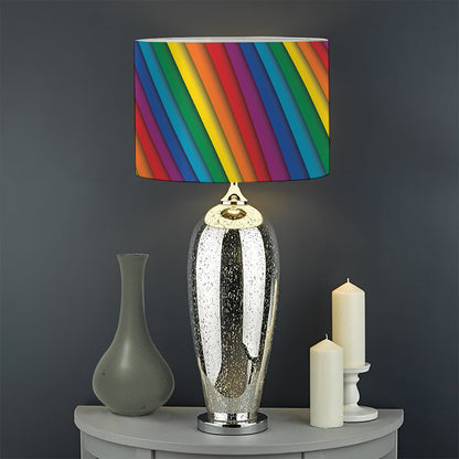 Curved Rainbow Pattern Print Drum Lamp Shade