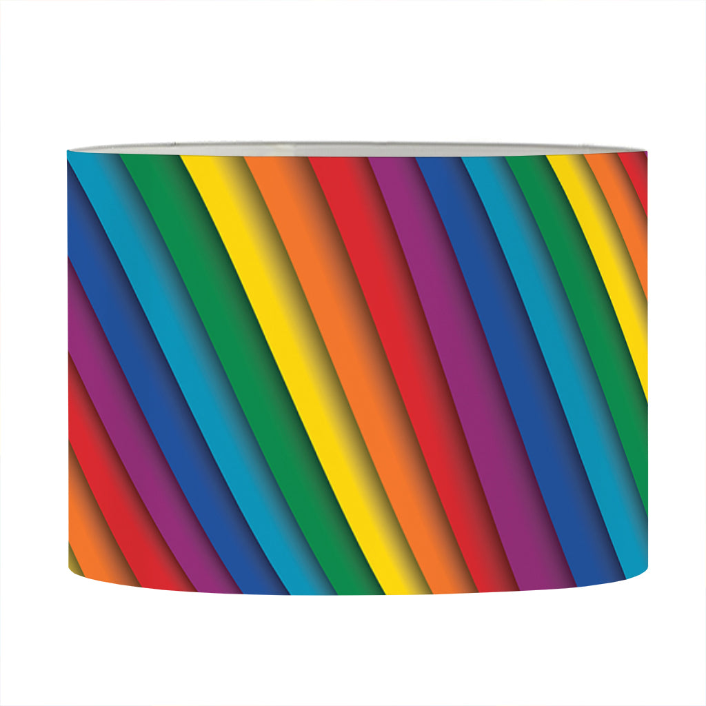 Curved Rainbow Pattern Print Drum Lamp Shade
