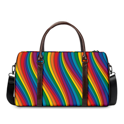Curved Rainbow Pattern Print Duffle Bag