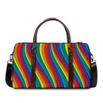 Curved Rainbow Pattern Print Duffle Bag