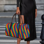 Curved Rainbow Pattern Print Duffle Bag