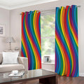 Curved Rainbow Pattern Print Extra Wide Grommet Curtains