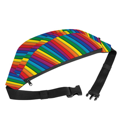 Curved Rainbow Pattern Print Fanny Pack