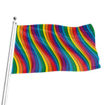 Curved Rainbow Pattern Print Flag