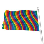 Curved Rainbow Pattern Print Flag