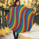 Curved Rainbow Pattern Print Foldable Umbrella