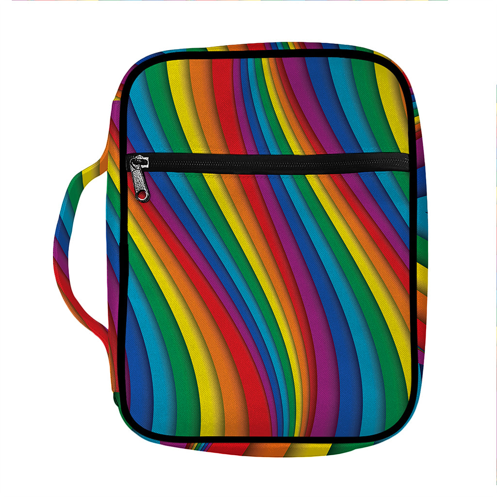 Curved Rainbow Pattern Print Front Pocket Bible Bag