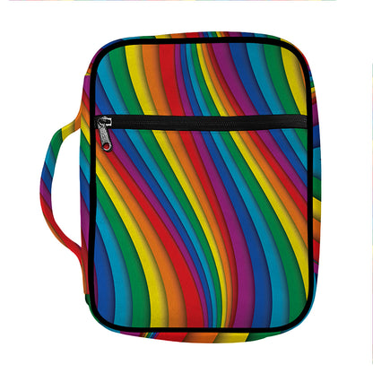 Curved Rainbow Pattern Print Front Pocket Bible Bag