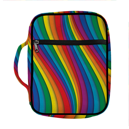 Curved Rainbow Pattern Print Front Pocket Bible Bag