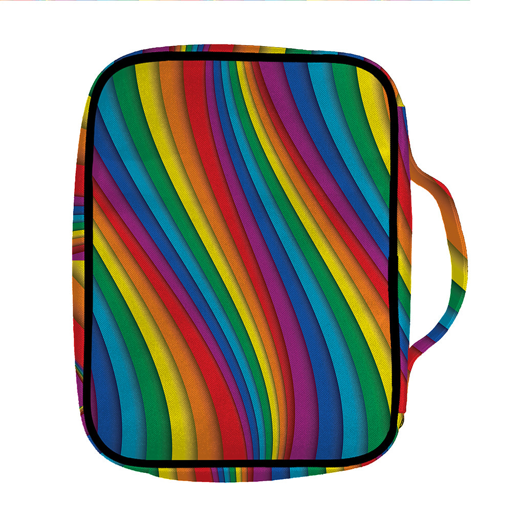 Curved Rainbow Pattern Print Front Pocket Bible Bag