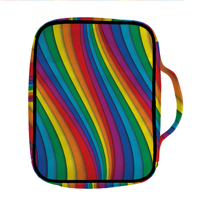 Curved Rainbow Pattern Print Front Pocket Bible Bag
