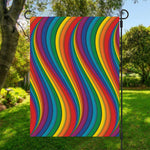Curved Rainbow Pattern Print Garden Flag
