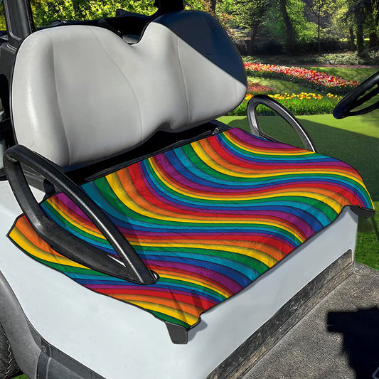Curved Rainbow Pattern Print Golf Cart Seat Cover