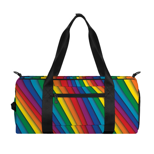 Curved Rainbow Pattern Print Gym Bag