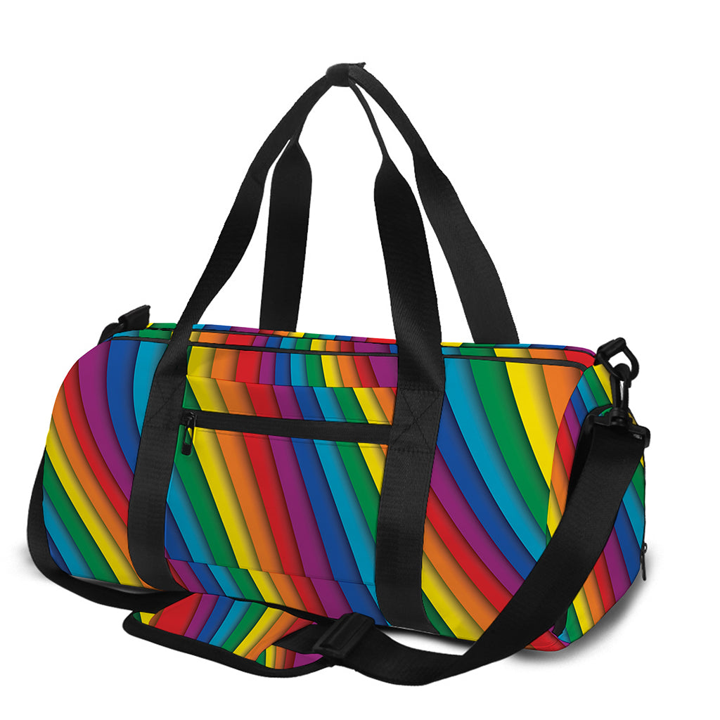 Curved Rainbow Pattern Print Gym Bag