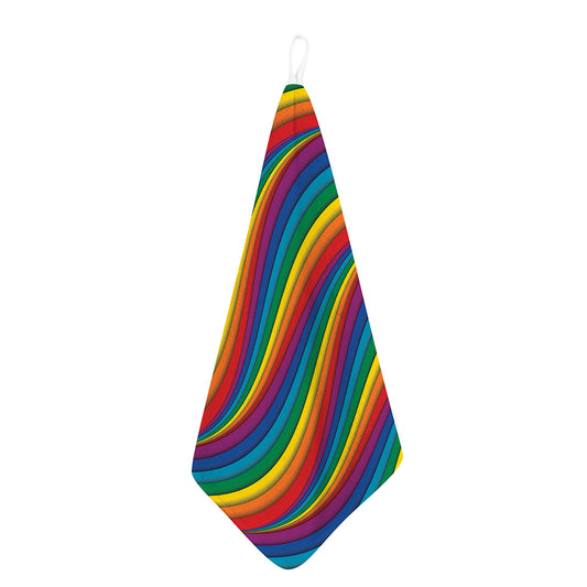 Curved Rainbow Pattern Print Hand Towel