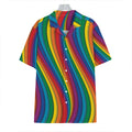 Curved Rainbow Pattern Print Hawaiian Shirt