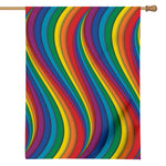 Curved Rainbow Pattern Print House Flag