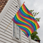 Curved Rainbow Pattern Print House Flag