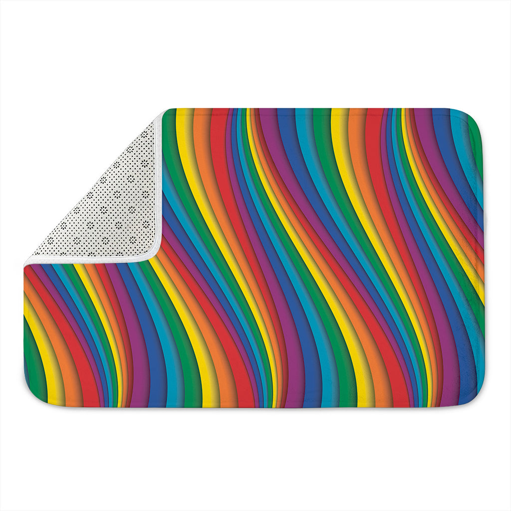 Curved Rainbow Pattern Print Indoor Door Mat