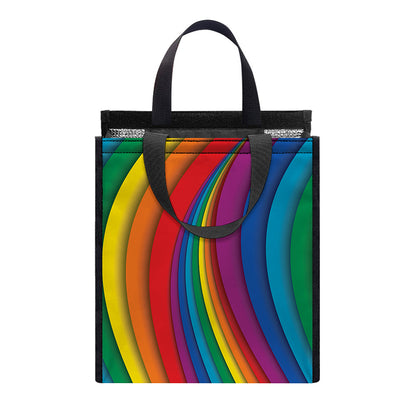Curved Rainbow Pattern Print Insulated Lunch Tote