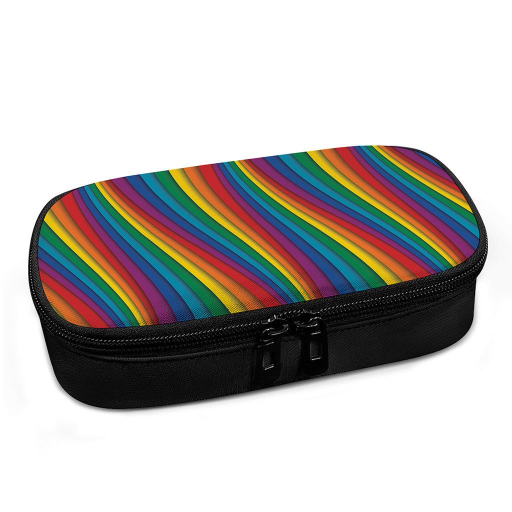 Curved Rainbow Pattern Print Insulin Cooler Travel Case